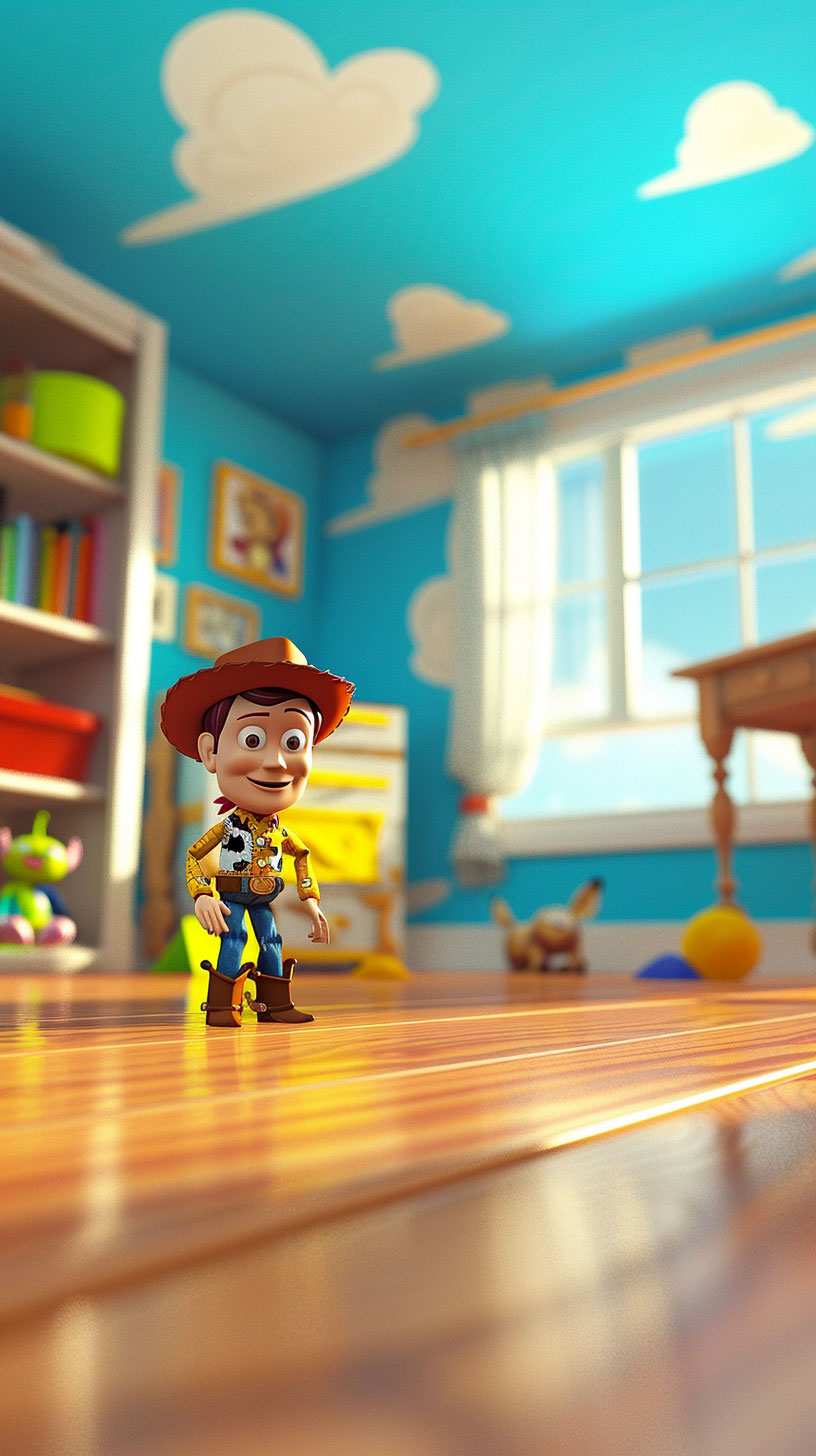 High-Resolution Cartoon Toy Story AI Mobile Wallpaper