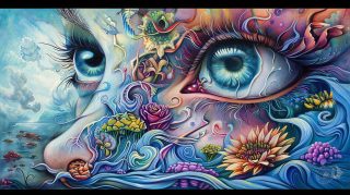 Psychedelic Evil Eye AI HD Wallpaper