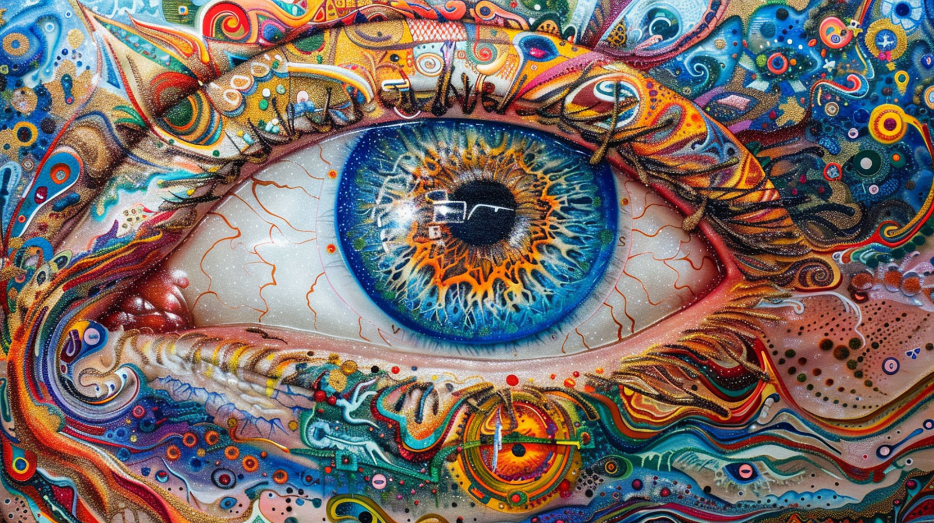 Trippy Evil Eye AI: Psychedelic Desktop Wallpaper