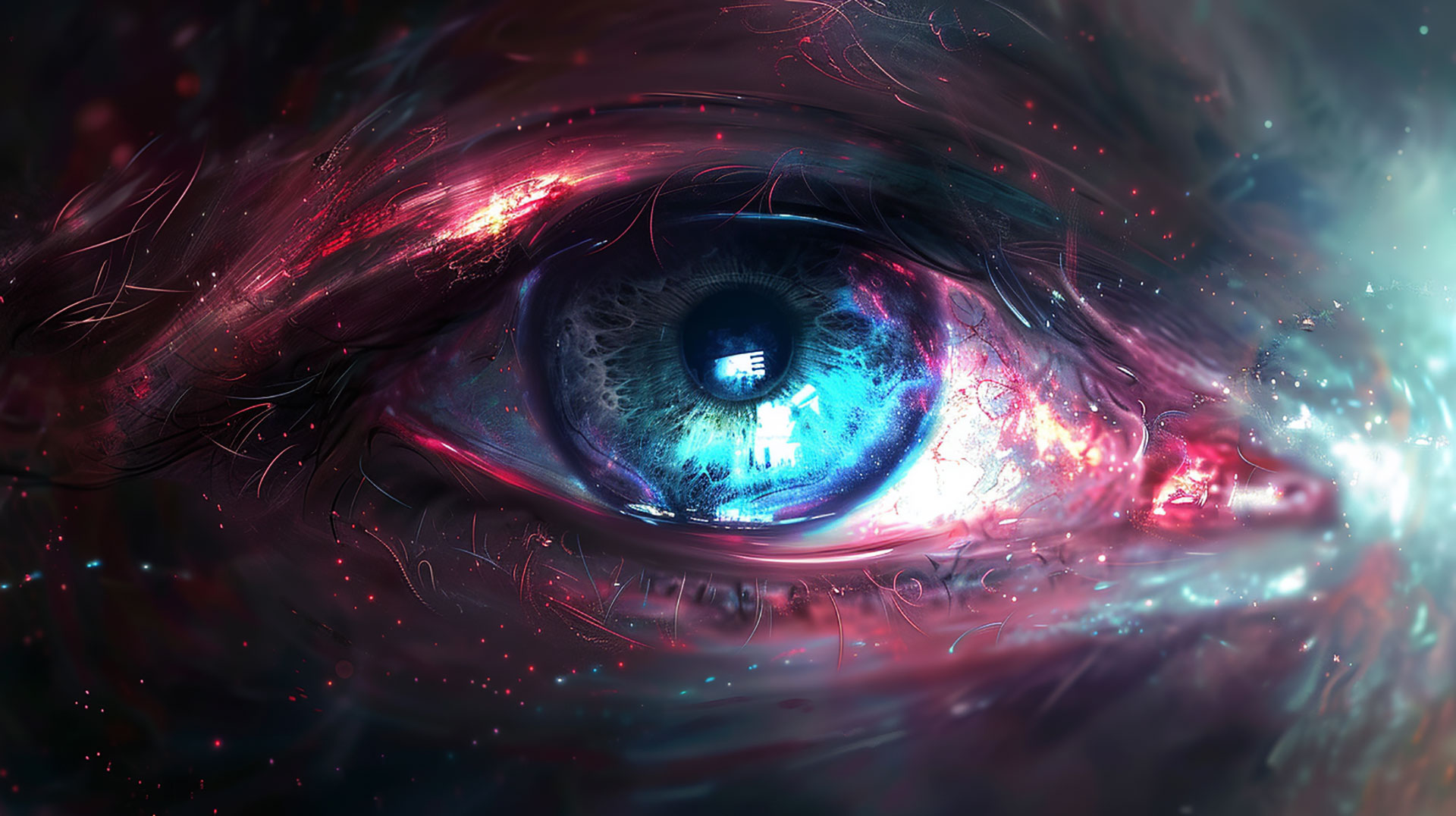 Hypnotic Trippy Evil Eye AI Desktop Art