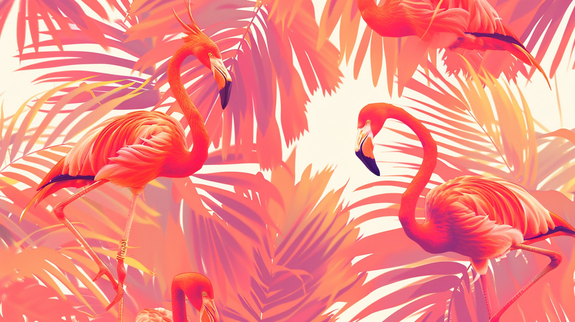 Vibrant Tropical Flamingo AI HD Backgrounds