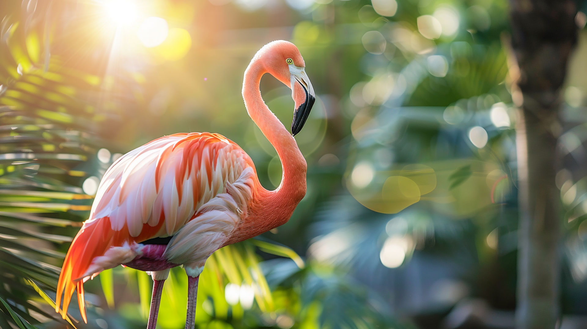 Tropical Flamingo AI: Exotic Desktop Wallpaper