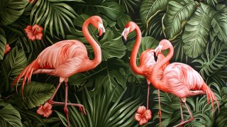 Exotic Tropical Flamingo AI Wallpaper Collection