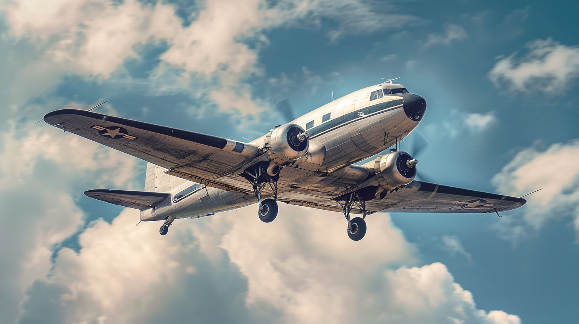 High-resolution vintage airplane AI wallpaper 1920x1080