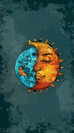 8K Vintage Sun and Moon AI Mobile Wallpaper for Ultra HD Screens