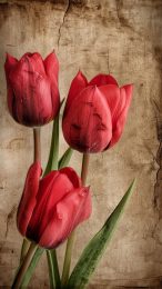 Ultra HD Vintage Tulips AI Mobile Background