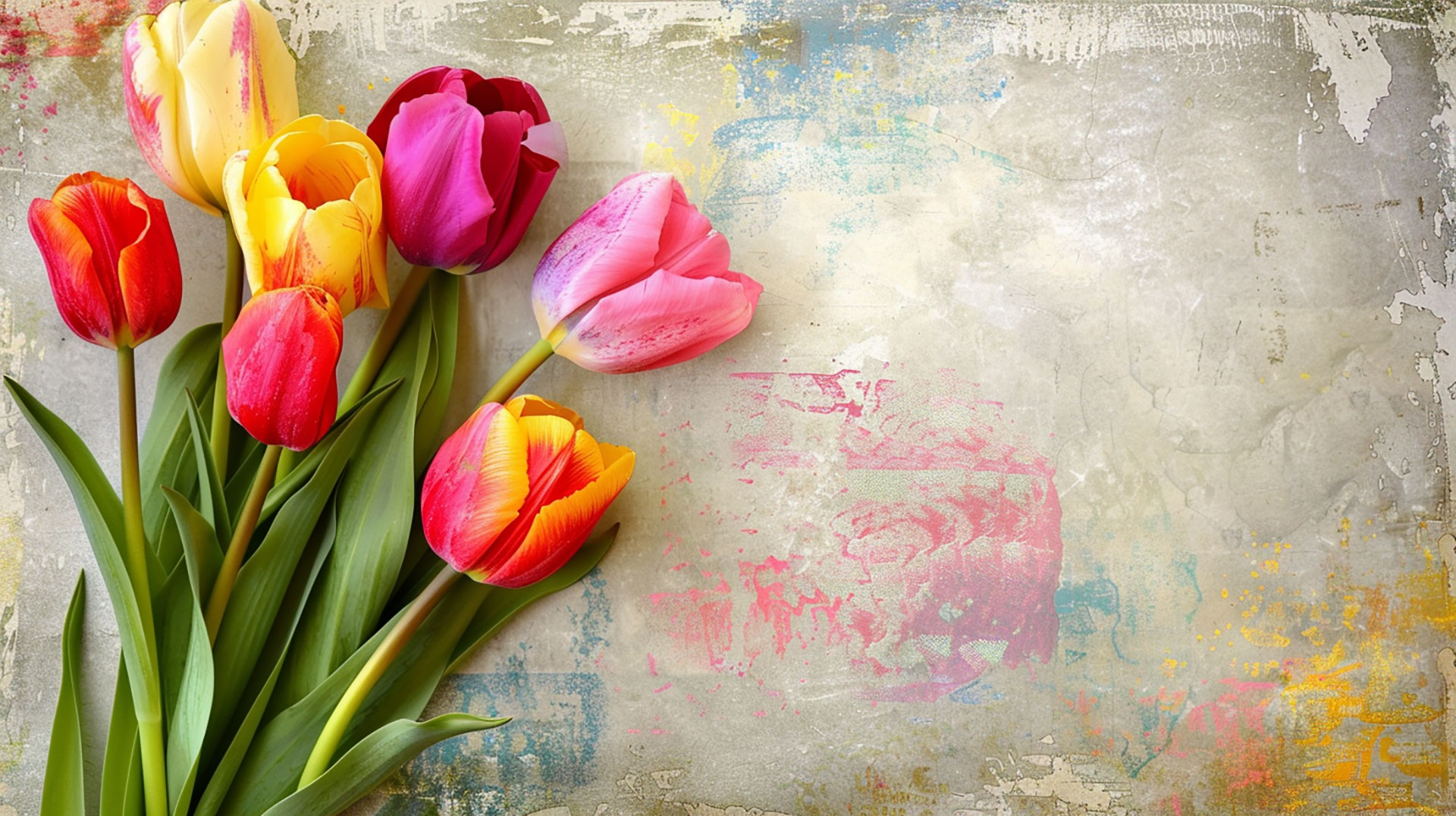 Vintage Tulips AI HD Wallpaper for Desktop