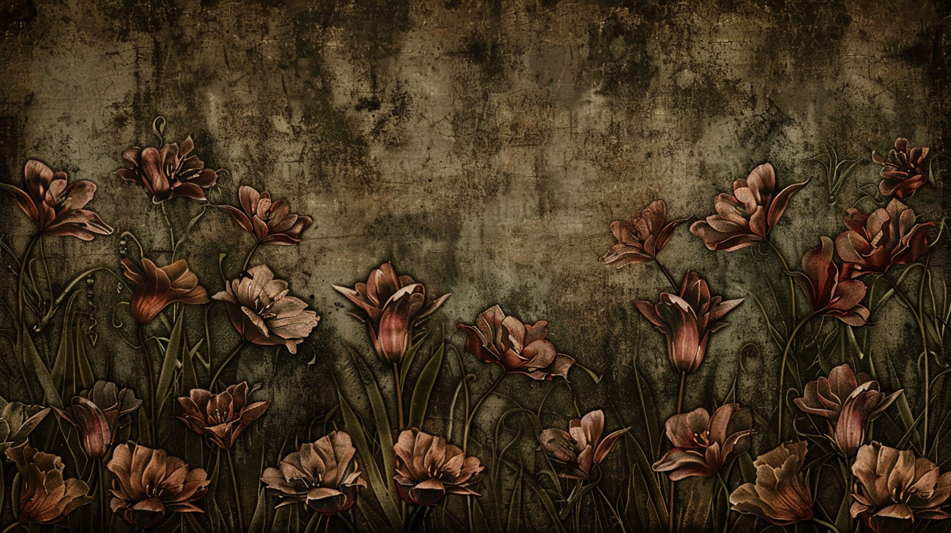 Free Download: AI Vintage Tulips Desktop Wallpaper