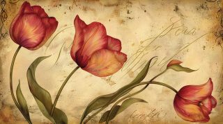 AI-Enhanced Vintage Tulips Desktop Background Photos