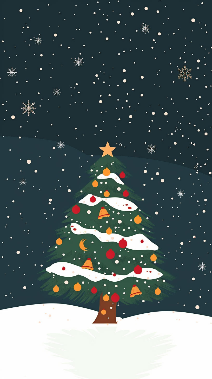 Beautiful Vintage Minimalist Christmas Phone Wallpaper