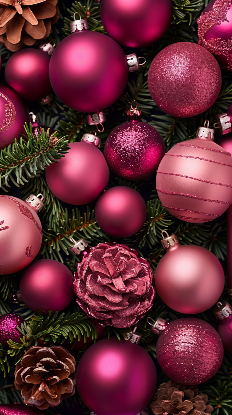 Free HD Vintage Pink Christmas Wallpaper for Mobile