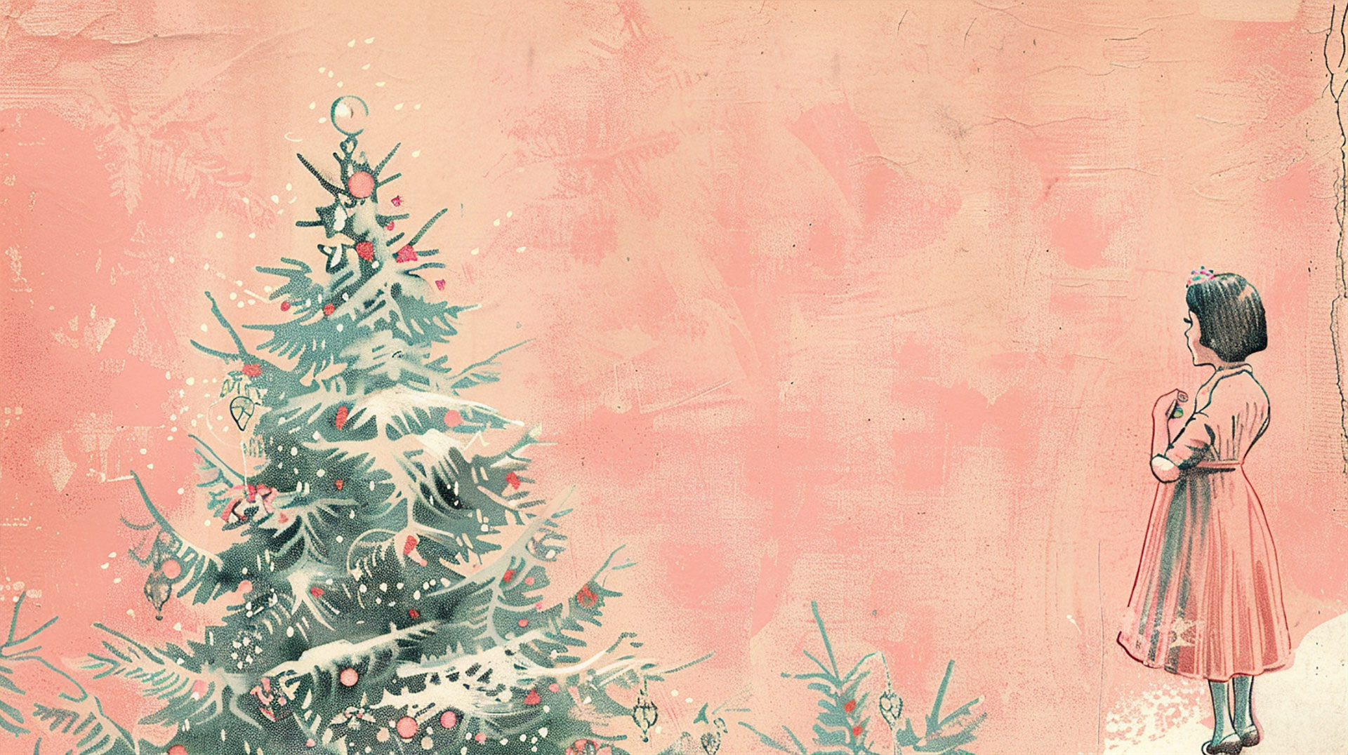 Beautiful Vintage Pink Christmas Wallpaper