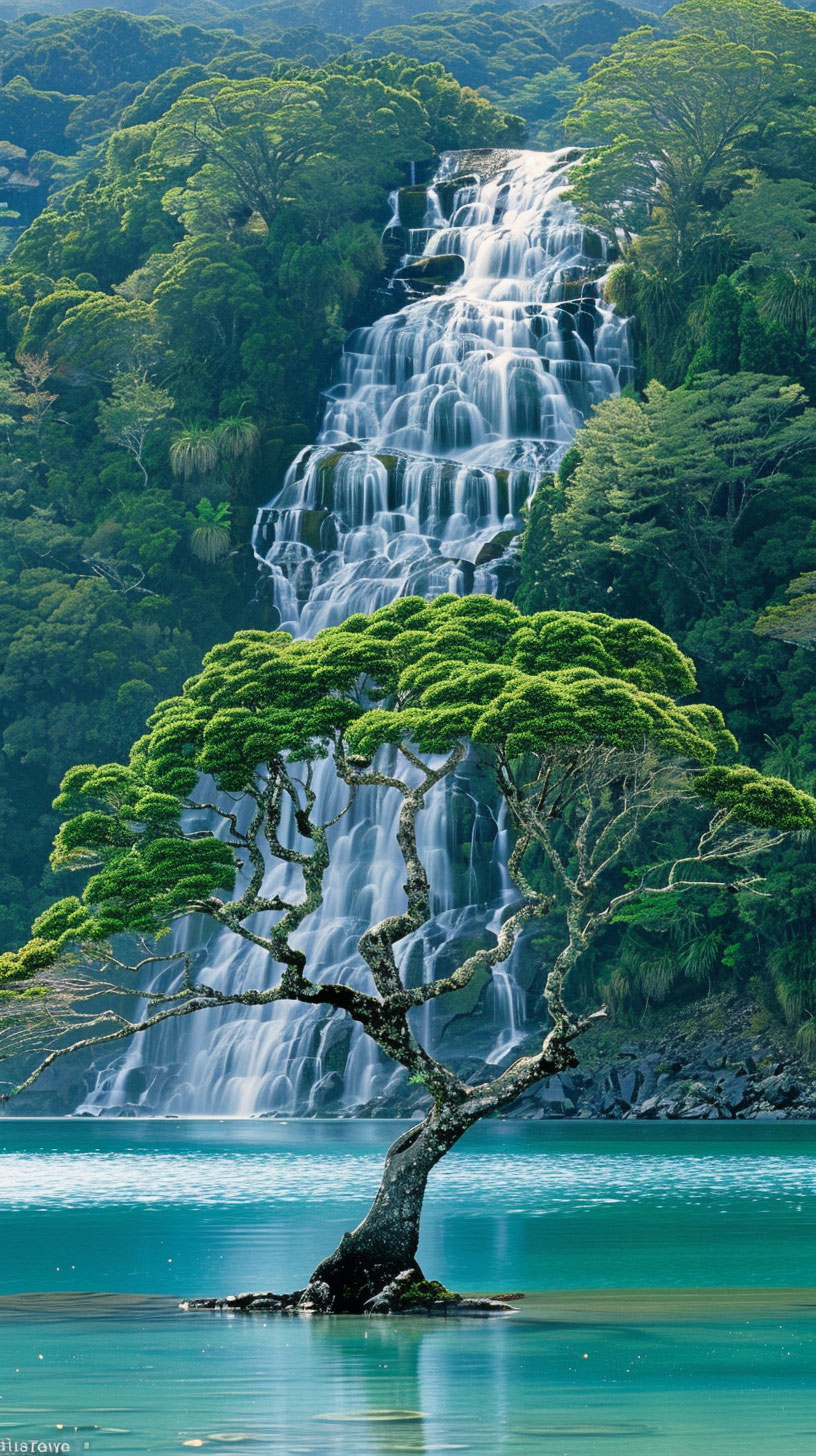 Huawei Waterfall Mobile Wallpaper: Cascading Tranquility