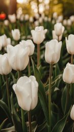 Free Download: AI White Tulips Mobile Wallpaper