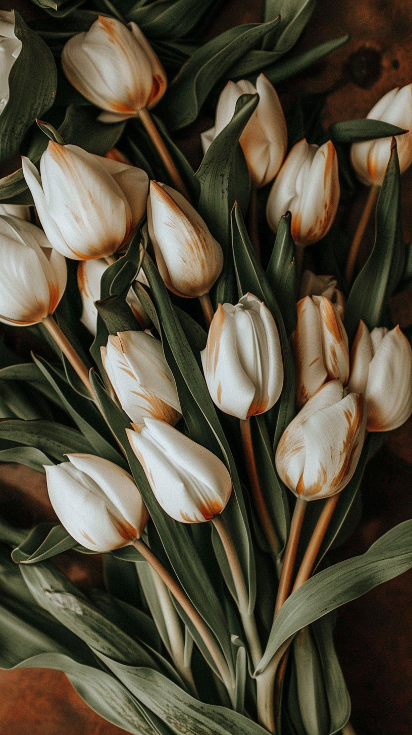 White Tulips AI Mobile Wallpaper in HD