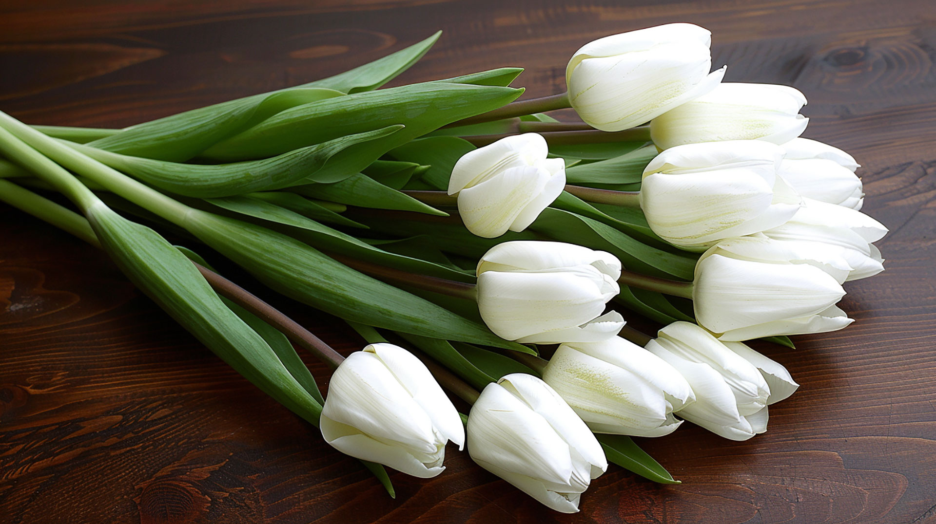 AI-Enhanced White Tulips Desktop Background Photos