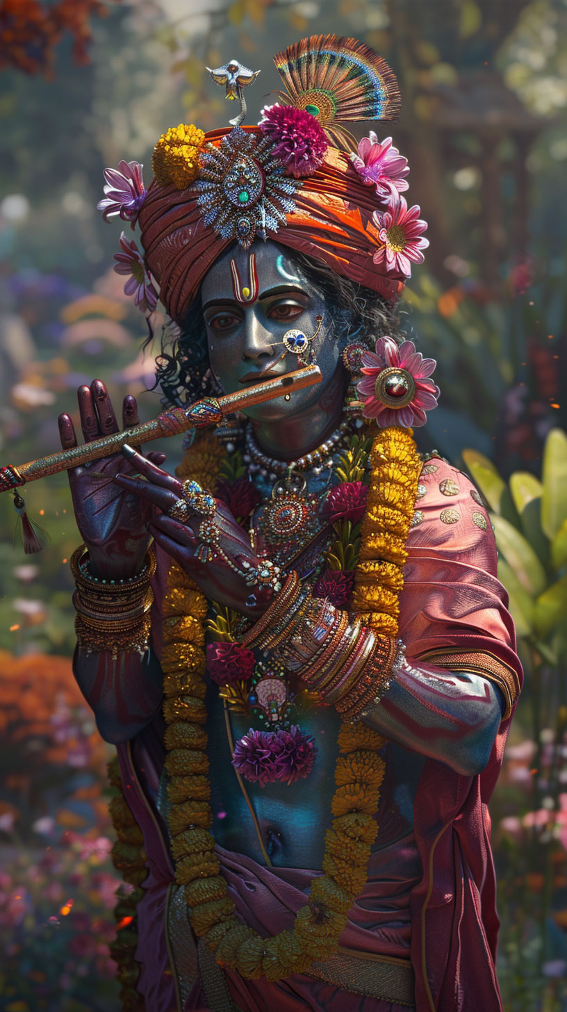 3D Lord Krishna Mobile Wallpaper