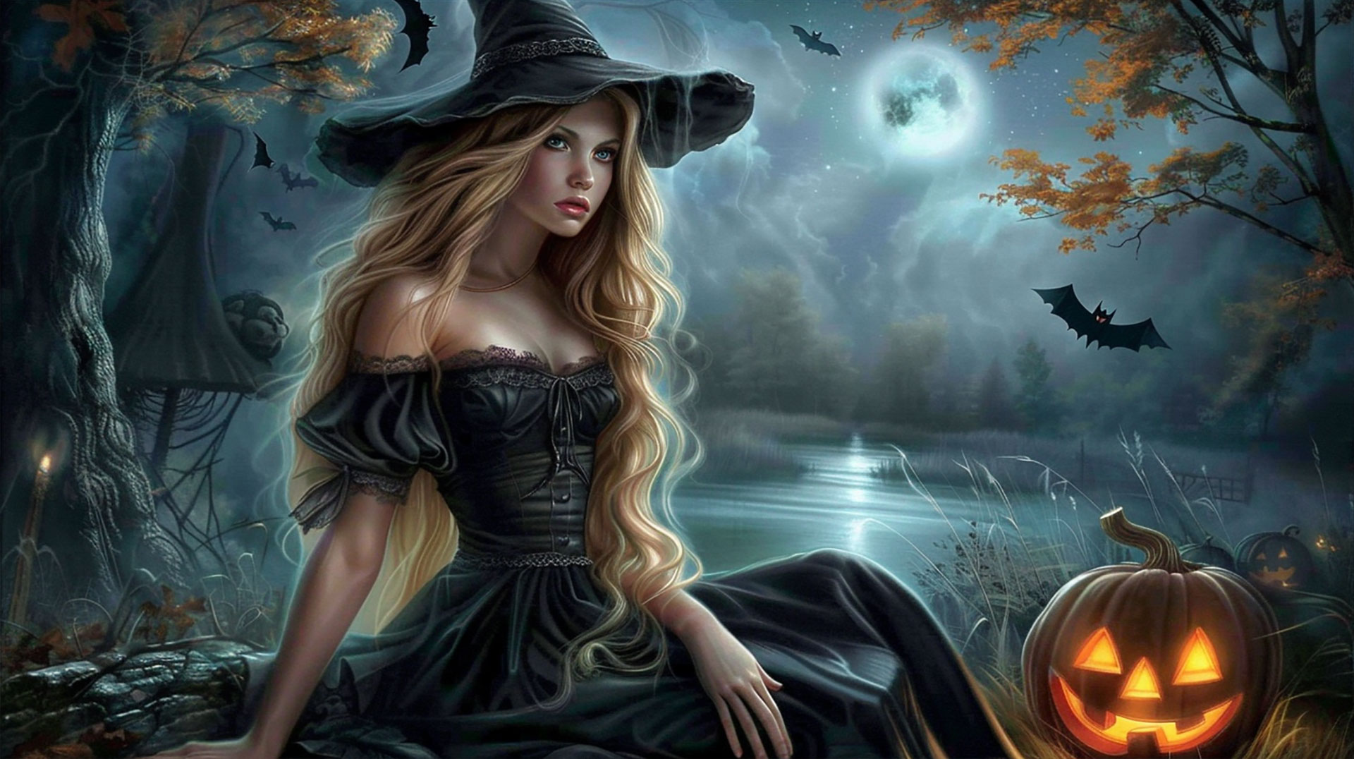 Elegant Aesthetic Witch Halloween Desktop Backgrounds