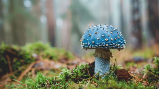 Tranquil Blue Mushroom Wallpaper