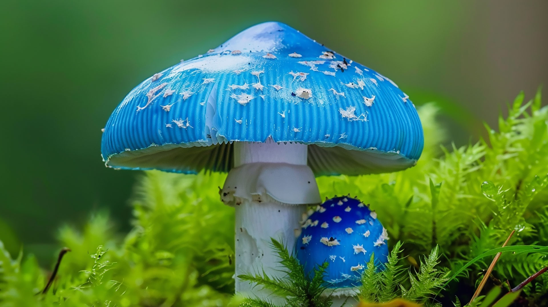 Whimsical Blue Mushroom Desktop Wallpaper