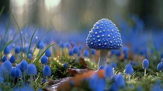 Aesthetic Blue Mushroom Ultra HD Wallpaper