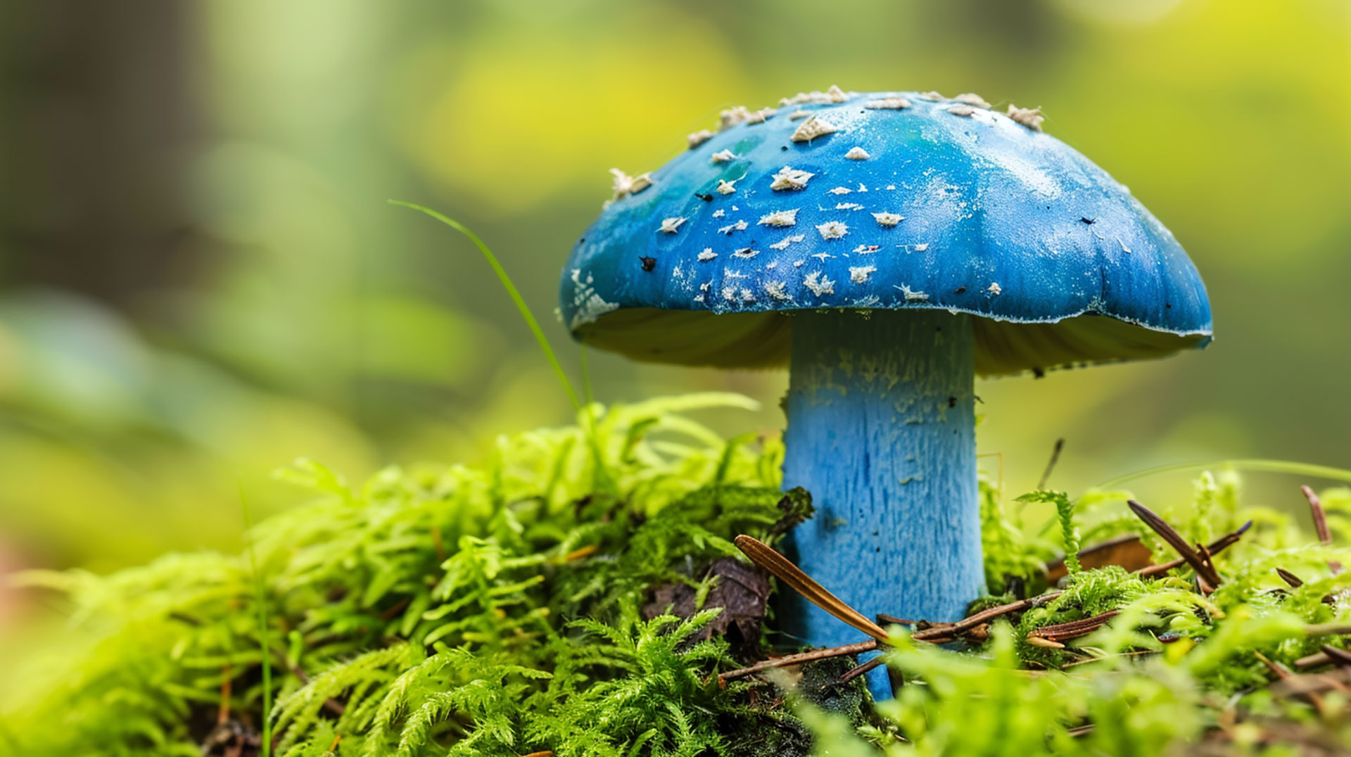 Dreamy Blue Mushroom Desktop Background