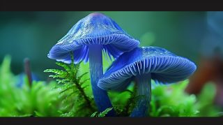 Serene Blue Mushroom 1920x1080 Wallpaper