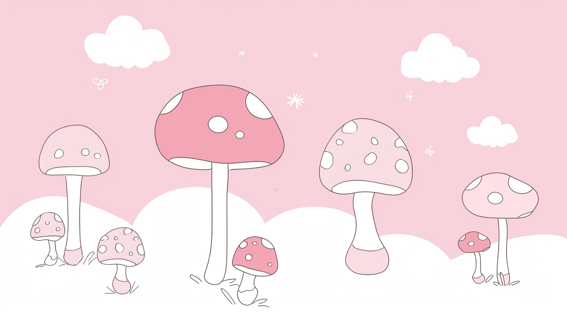 Playful Cartoon Mushroom 1920x1080 Wallpaper