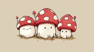 Aesthetic Kawaii Mushroom Desktop Wallpaper