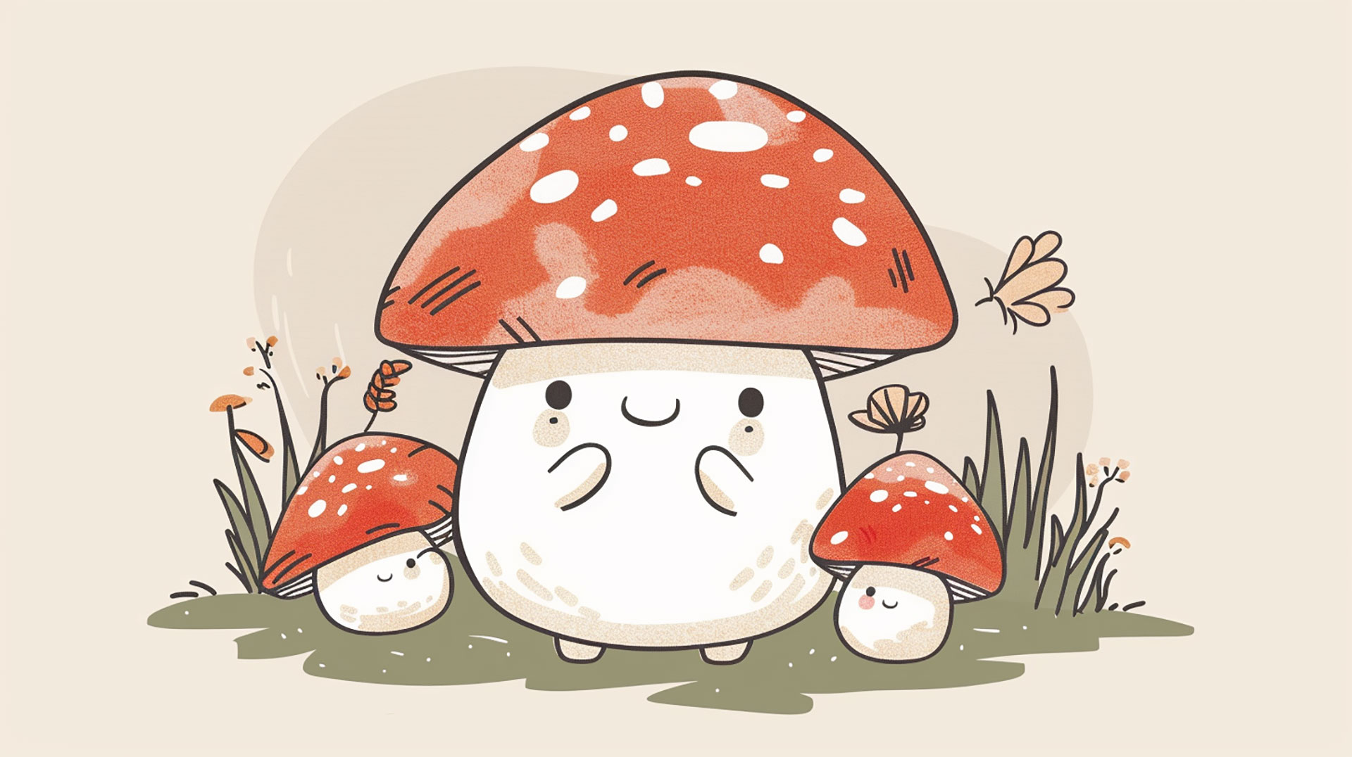 Charming Kawaii Mushroom Ultra HD Wallpaper