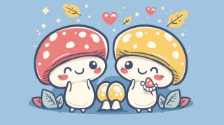 Cute Kawaii Mushroom Desktop Background