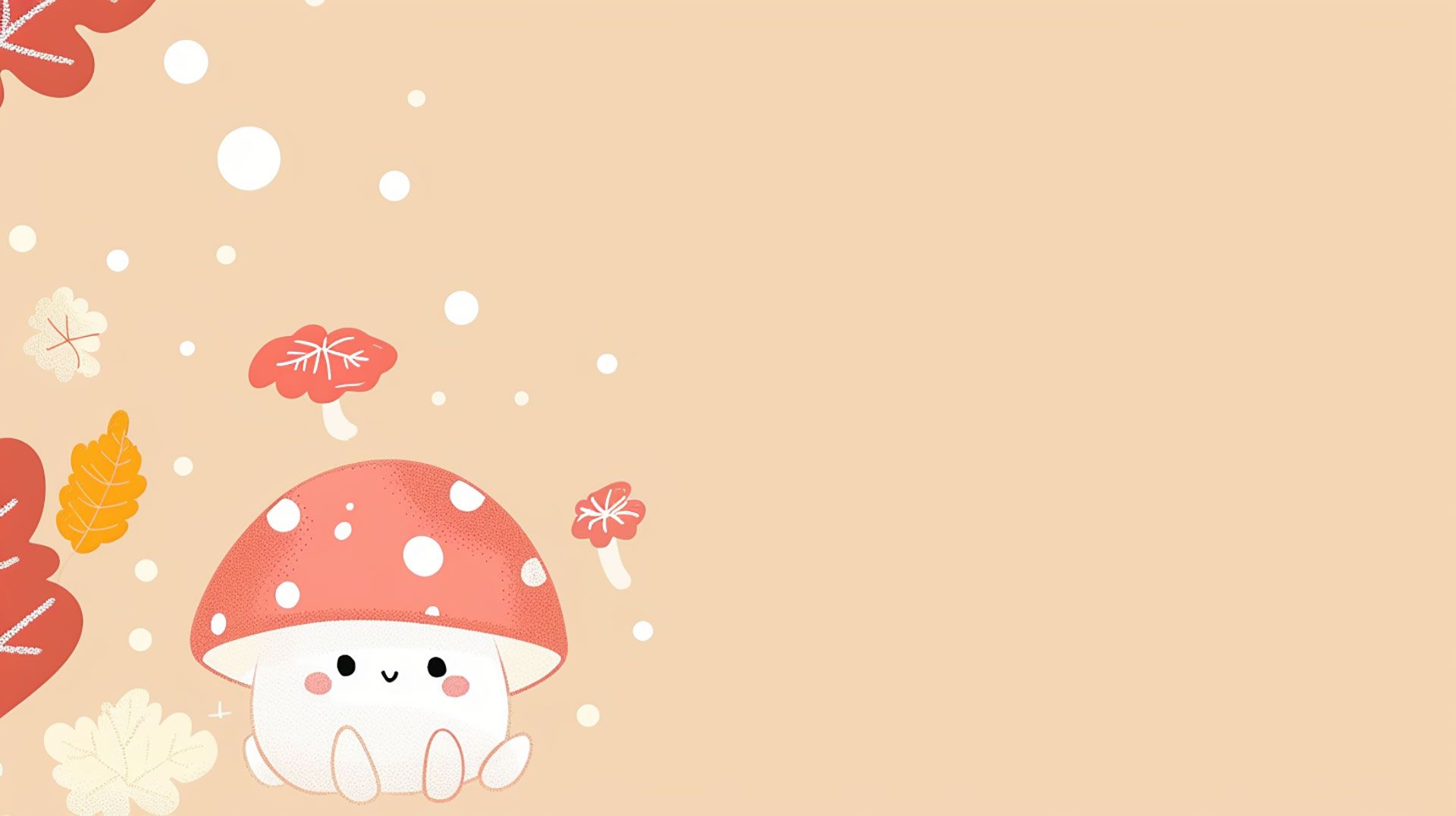 Sweet Kawaii Mushroom Digital Wallpaper