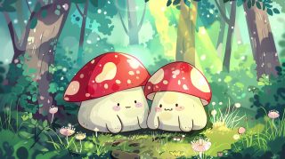 Kawaii Mushroom HD Wallpaper for Desktop