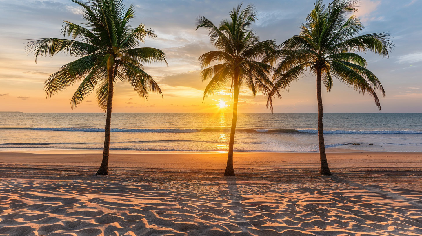 Mesmerizing AI Wallpaper of Beach and Palm Tree Scenes