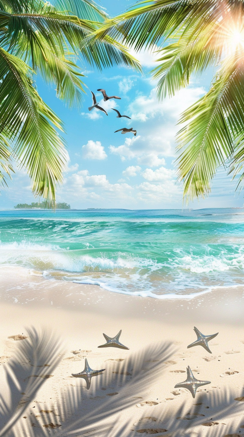 Breathtaking Beach View with Palm Trees - Free Download