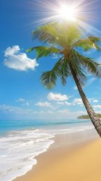 Calming Palm Tree Beach Scene for Your Mobile Background