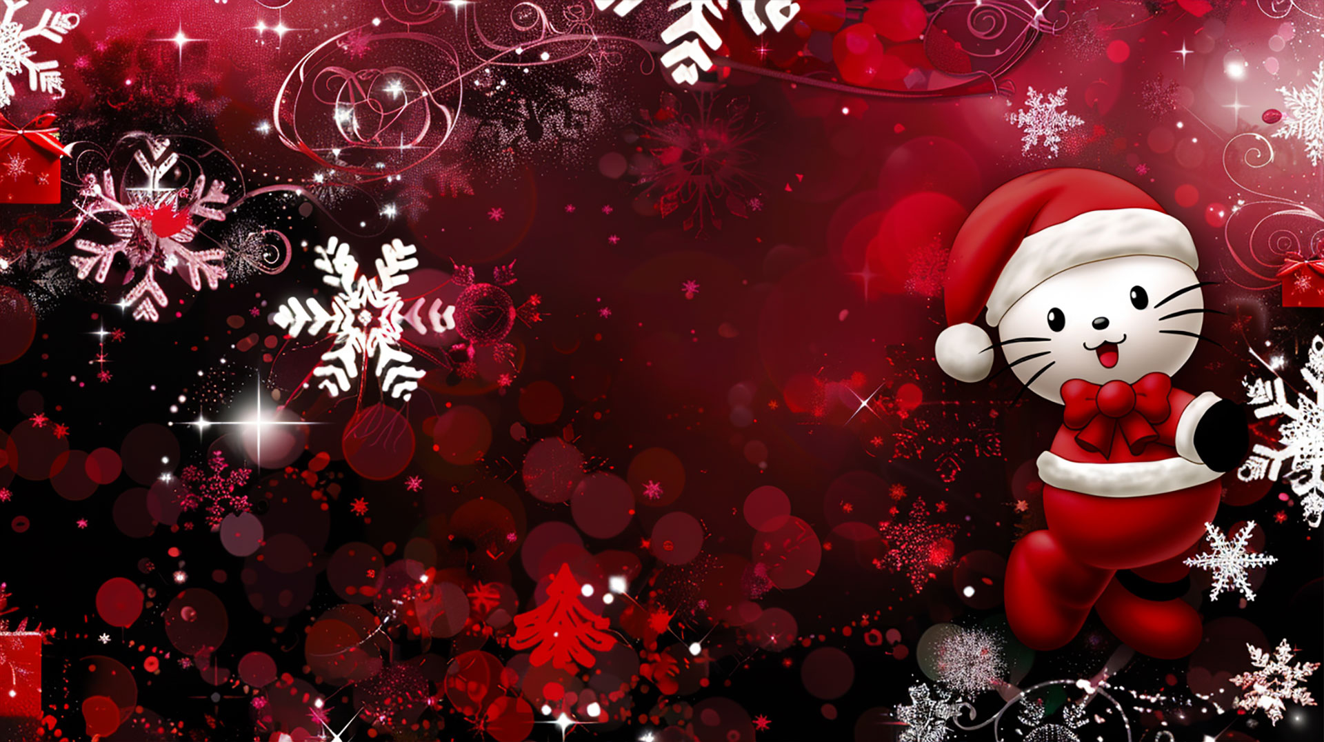 4K Black Hello Kitty Christmas Wallpaper for Desktop