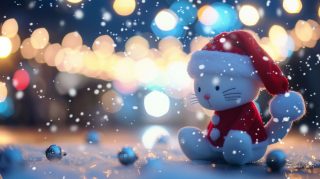 Elegant Black Hello Kitty Christmas Wallpaper