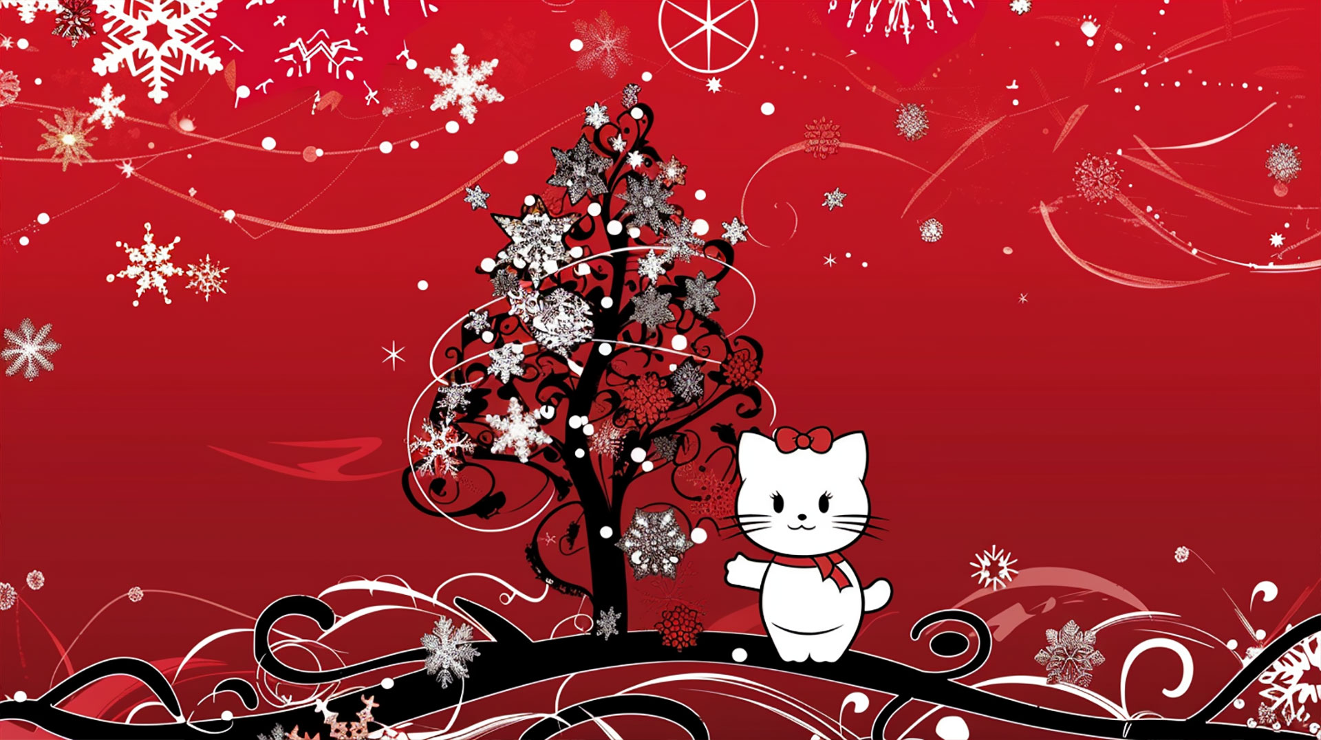 Black Hello Kitty Christmas Wallpaper for Your Desktop