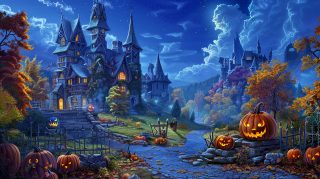 Cartoon Style Cute Witchy Halloween Desktop Backgrounds