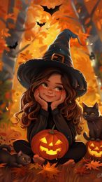 Adorable Cute Witchy Halloween Phone Backgrounds