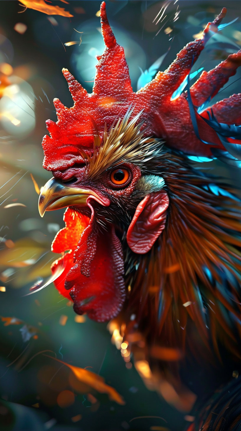 Artistic rooster duel iPhone wallpaper