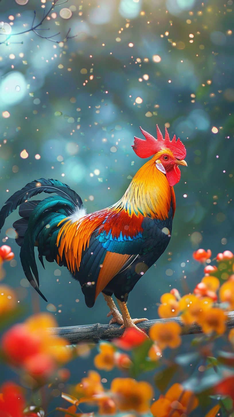 Funny rooster battle iPhone wallpaper