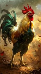 Dramatic rooster battle wallpaper for mobile