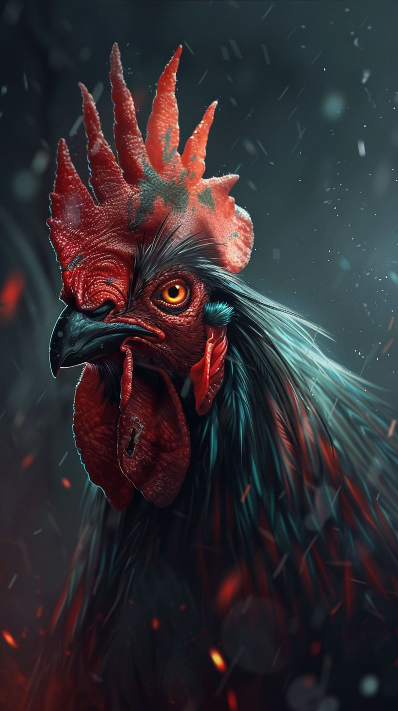 Artistic rooster duel wallpaper for phone