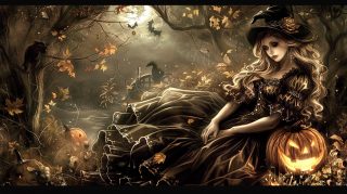 Vintage Halloween Witch Desktop Backgrounds