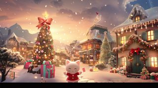 Hello Kitty Christmas Digital Backgrounds in Ultra HD