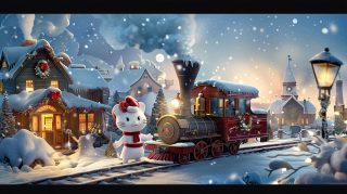 Hello Kitty Christmas AI Images for PC Wallpaper