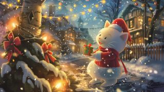 8K Hello Kitty Christmas AI Wallpaper for PC