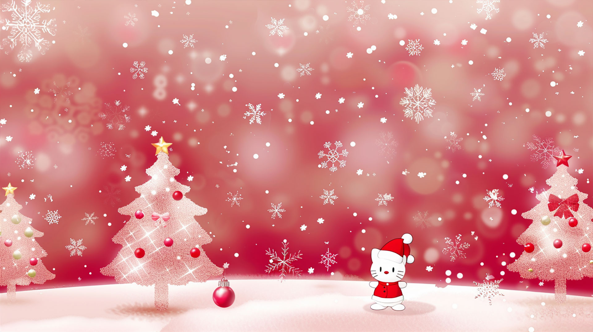 Cute Hello Kitty Christmas Desktop Backgrounds in 16:9